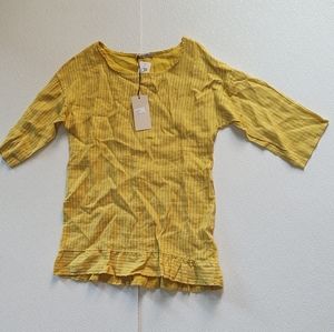 Lungo L'Arno Mustard Linen Ruffled Top